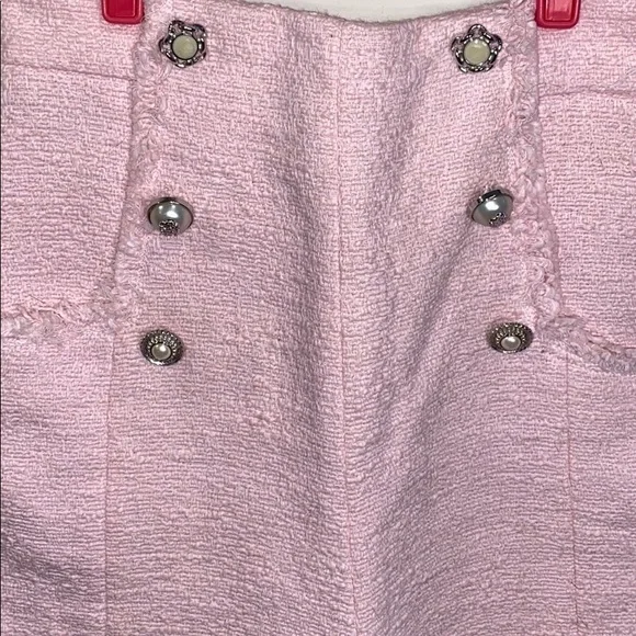 Zara Pink Tweed Shorts with Buttons S - Picture 4 of 6